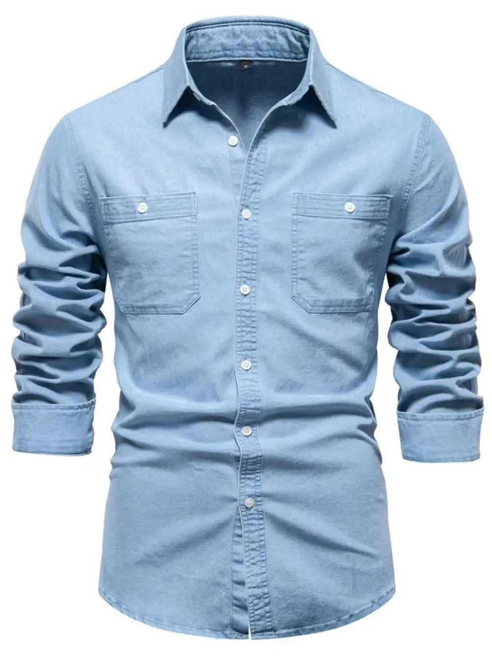 Men's Collared Neck Long Sleeve Denim Shirt - Trendsi - Flyclothing LLC
