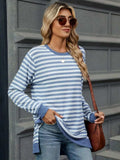 Striped Round Neck Long Sleeve T-Shirt - Trendsi - Flyclothing LLC