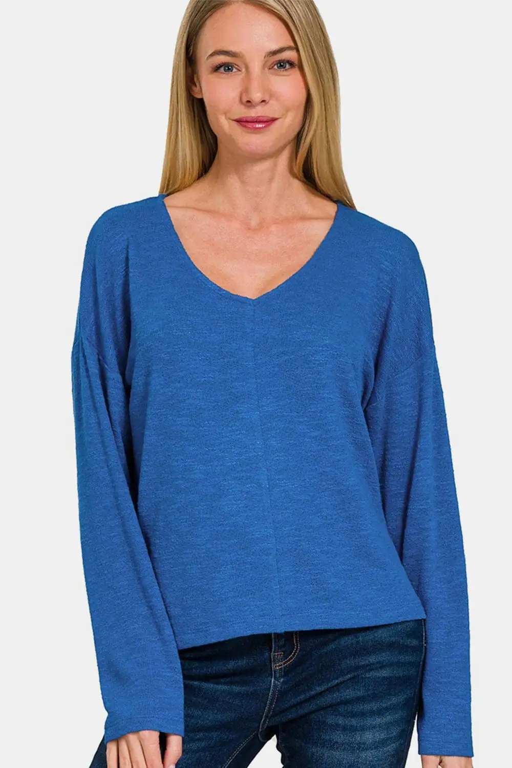 Zenana Dropped Shoulder Long Sleeve T-Shirt - Trendsi - Flyclothing LLC