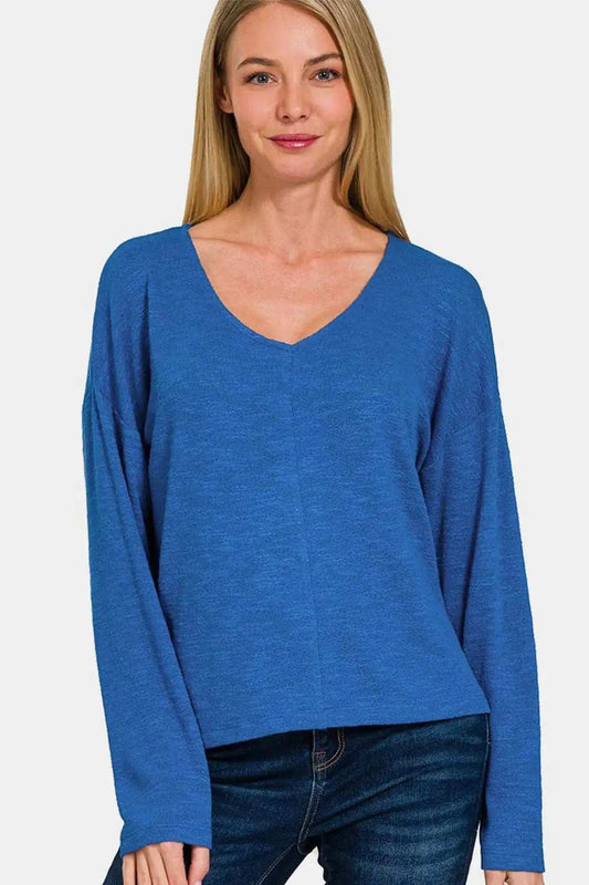 Zenana Dropped Shoulder Long Sleeve T-Shirt - Trendsi - Flyclothing LLC