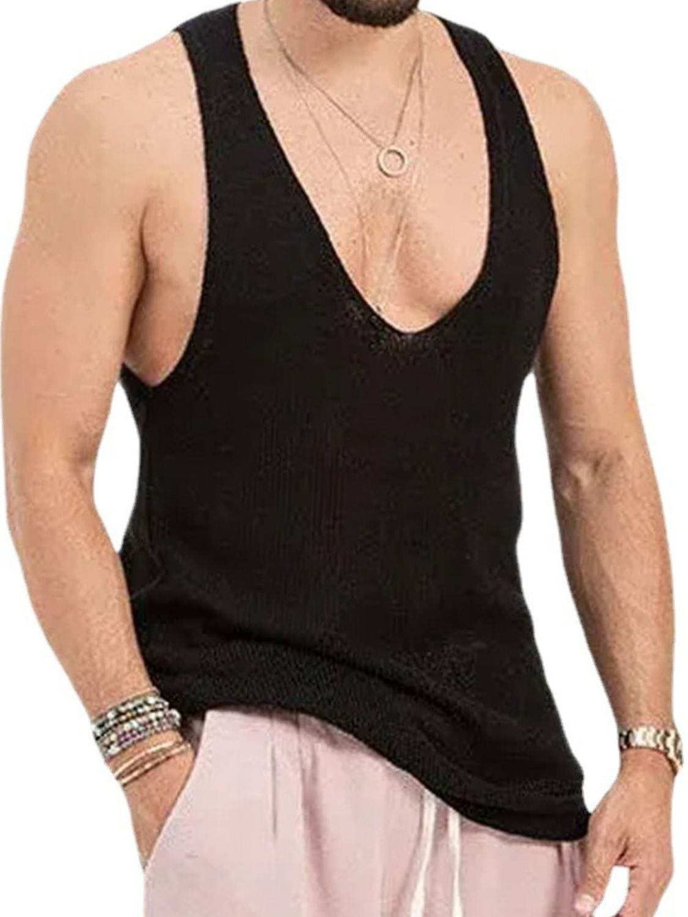 Men's Scoop Neck Knit Tank - Trendsi - Flyclothing LLC