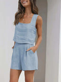 Square Neck Tank and Shorts Set - Trendsi - Flyclothing LLC