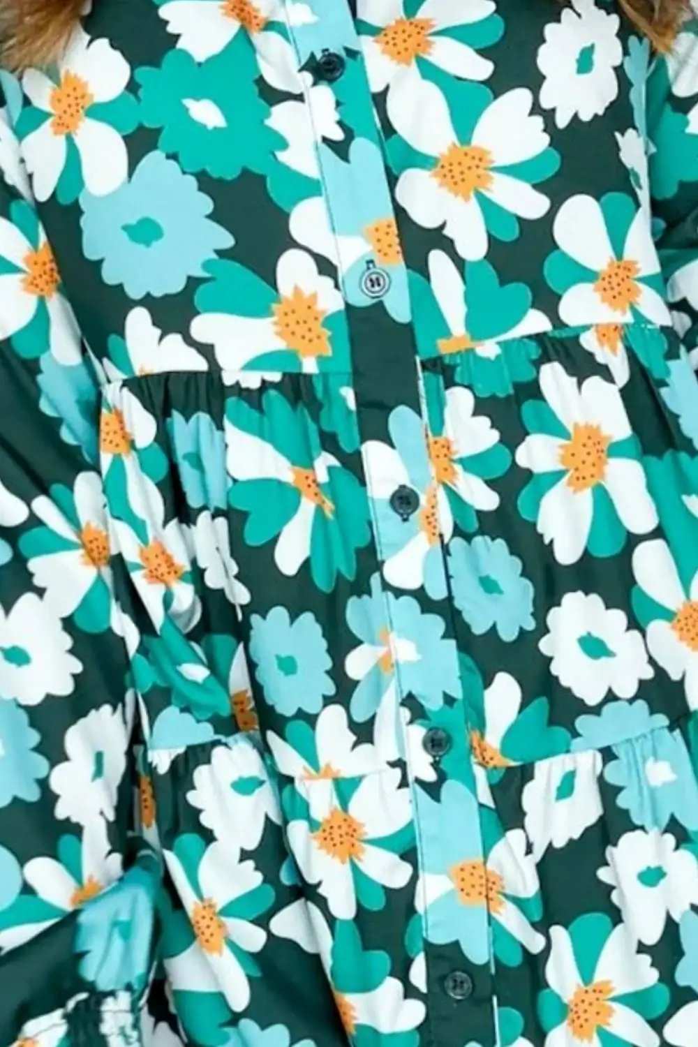 Printed Collared Neck Lantern Sleeve Mini Dress - Trendsi - Flyclothing LLC