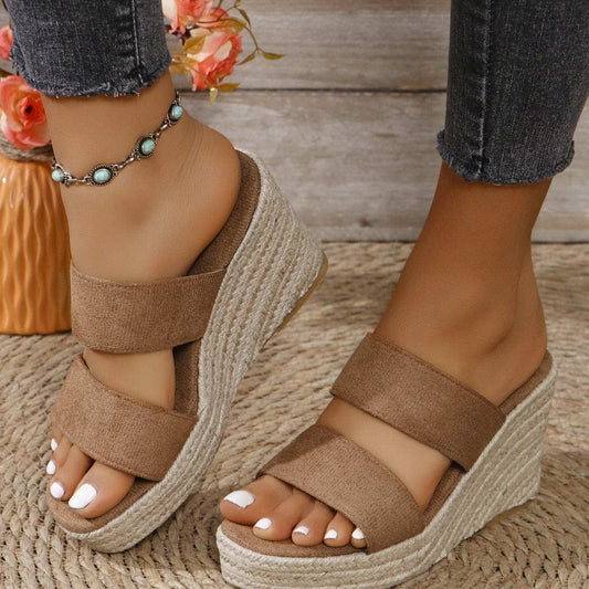 Open Toe Wedge Sandals - Trendsi - Flyclothing LLC