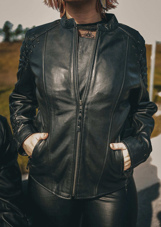 Juno - Ladies Premium Leather Jacket - Unik Just for Bikers - Flyclothing LLC