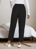 Corduroy Elastic Waist Cropped Pants - Trendsi - Flyclothing LLC