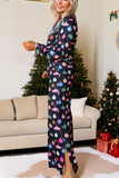 Christmas Lights Print Collared Neck Top and Pants Set - Trendsi - Flyclothing LLC