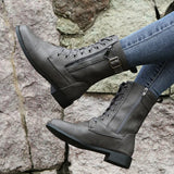 Lace-Up Ankle Boots with Zipper Detail - Trendsi - Flyclothing LLC