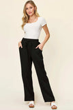 Double Take Full Size Texture Drawstring Straight Pants - Trendsi - Flyclothing LLC