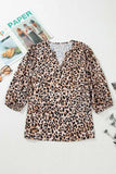 Leopard Notched Half Sleeve Blouse - Trendsi - Flyclothing LLC