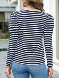 Striped Round Neck Long Sleeve T-Shirt - Trendsi - Flyclothing LLC