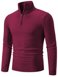 Men's Plus Size Quarter Zip Long Sleeve Knit Top - Trendsi - Flyclothing LLC