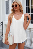 Eyelet Scoop Neck Wide Strap Tank - Trendsi - Flyclothing LLC