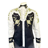 Rockmont Clothing Men's Floral 2-Tone White & Black Embroidered Western Shirt - Rockmount Clothing - Flyclothing LLC