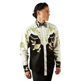 Rockmont Clothing Men's Floral 2-Tone White & Black Embroidered Western Shirt - Rockmount Clothing - Flyclothing LLC