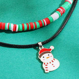 PU Leather Cord Necklace with Christmas Santa Pendant - Trendsi - Flyclothing LLC