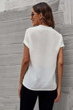 Full Size Notched Short Sleeve Blouse - Trendsi - Flyclothing LLC