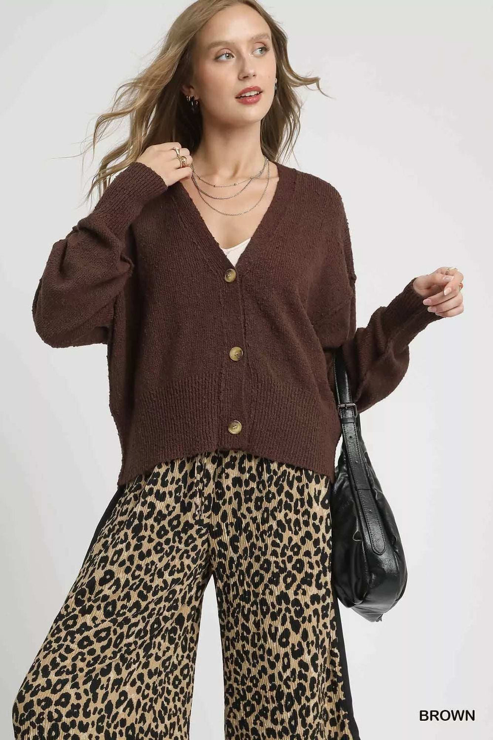 Umgee Button-Front V-Neck Knit Cardigan - Trendsi - Flyclothing LLC