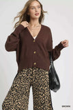 Umgee Button-Front V-Neck Knit Cardigan - Trendsi - Flyclothing LLC