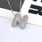 Copper Inlaid Zircon Letter Pendant Necklace - Trendsi - Flyclothing LLC