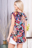 Heimish Ruffle Sleeve Floral Top - Trendsi - Flyclothing LLC