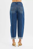 RISEN High Rise Fit Barrel Cuffed Jeans - Trendsi - Flyclothing LLC