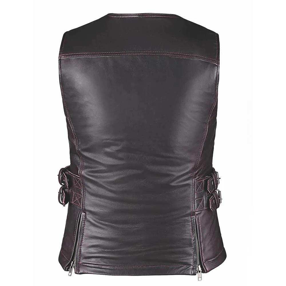 Betty- Ladies Premium Leather Vest - Unik Just for Bikers - Flyclothing LLC