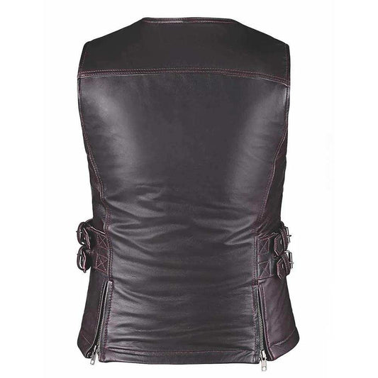 Betty- Ladies Premium Leather Vest - Unik Just for Bikers - Flyclothing LLC