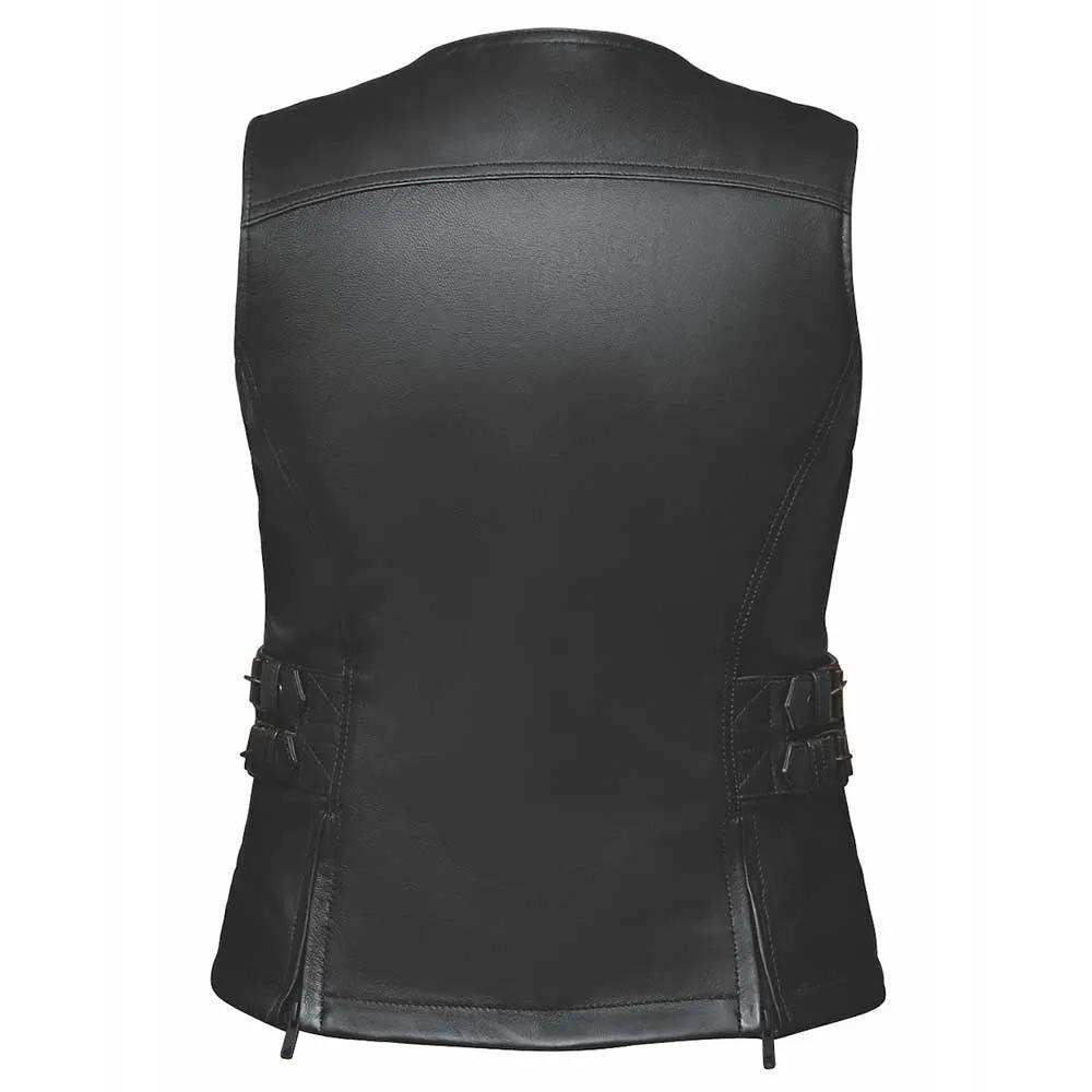 Midnight Cowgirl - Ladies Premium Leather Vest - Unik Just for Bikers - Flyclothing LLC