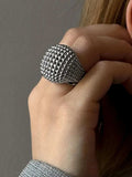 Stainless Steel Textured Dome Ring - Trendsi - Flyclothing LLC