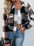 Plaid Button-Down Crop Jacket - Trendsi - Flyclothing LLC
