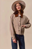 SO ME Cotton Twill Cropped Barn Jacket wtih Collar - Trendsi - Flyclothing LLC