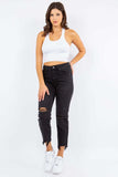 American Bazi High Waist Distressed Cropped Straight Jeans - Trendsi - Flyclothing LLC