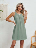 Eyelet Grecian Neck Mini Dress - Trendsi - Flyclothing LLC