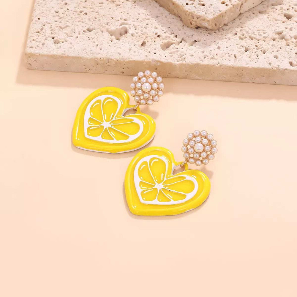 Heart Dangle Earrings with Pearl Accent - Trendsi - Flyclothing LLC