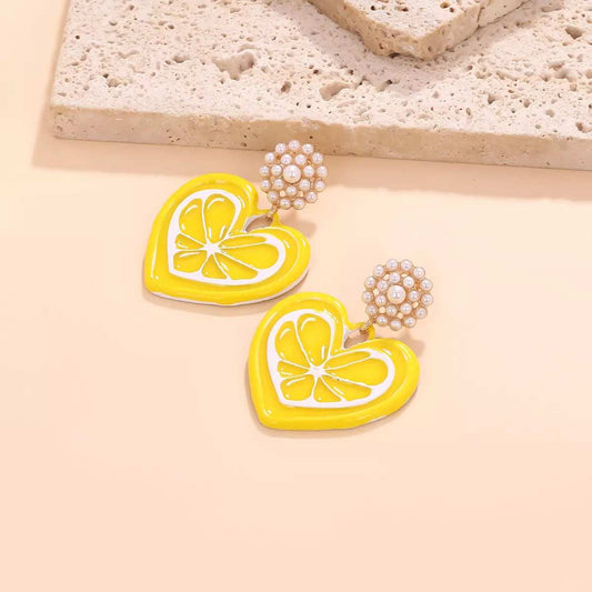 Heart Dangle Earrings with Pearl Accent - Trendsi - Flyclothing LLC