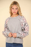 VERY J Printed Long Sleeve Round Neck Knit Top - Trendsi - Flyclothing LLC