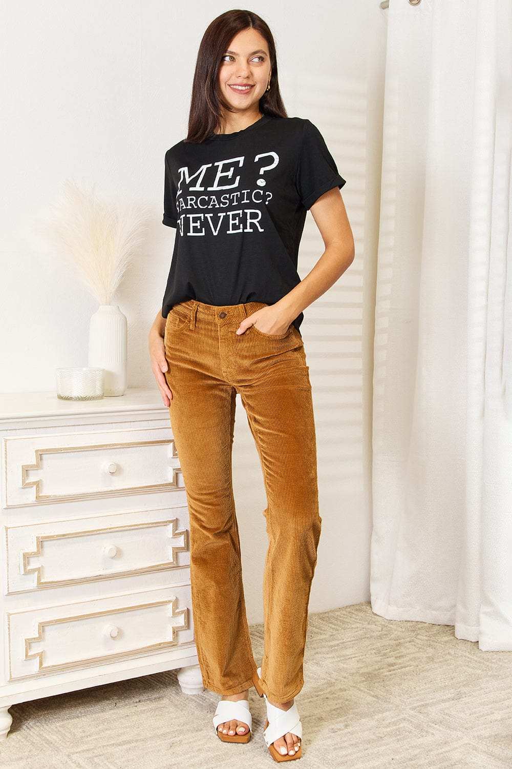 Simply Love Letter Graphic Round Neck T-Shirt - Trendsi - Flyclothing LLC