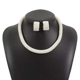 Pearl Embellished Earrings and Necklace Jewelry Set - Trendsi - Flyclothing LLC