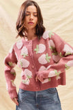 SO ME Strawberry Fruit All Over Button Sweater Cardigan - Trendsi - Flyclothing LLC