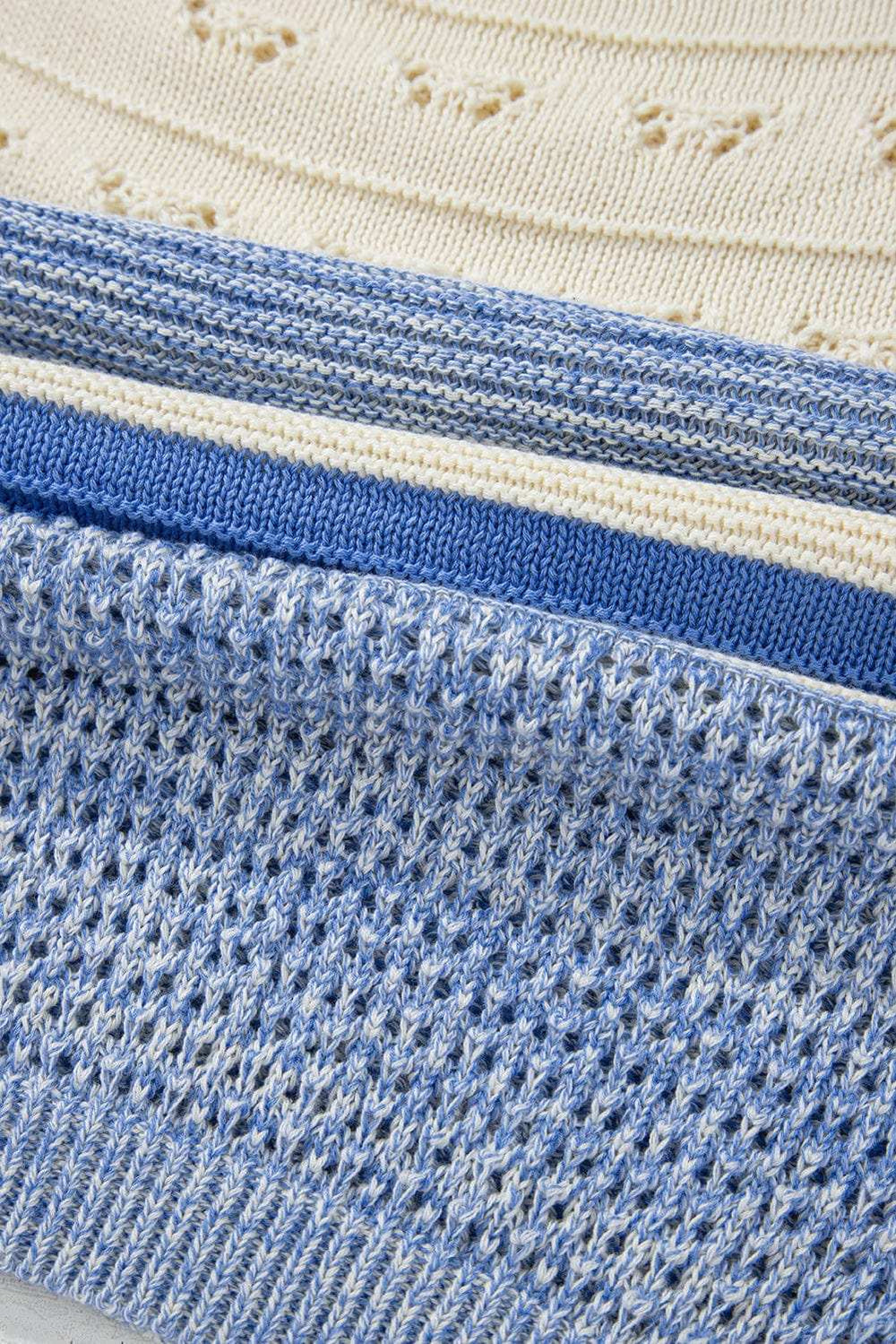 Contrast Round Neck Long Sleeve Sweater - Trendsi - Flyclothing LLC