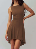 High-Low Round Neck Sleeveless Dress - Trendsi - Flyclothing LLC