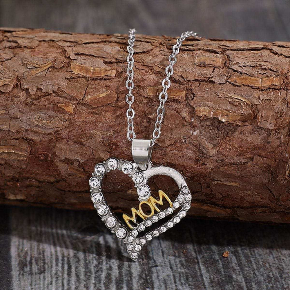 Alloy Inlaid Zircon Heart Pendant Necklace - Trendsi - Flyclothing LLC