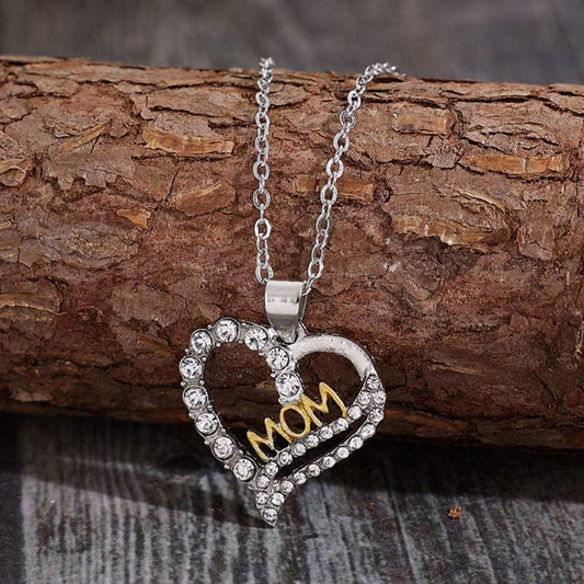 Alloy Inlaid Zircon Heart Pendant Necklace - Trendsi - Flyclothing LLC