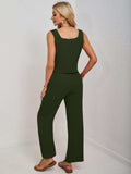 Square Neck Tank and Wide Leg Pants Set - Trendsi - Flyclothing LLC