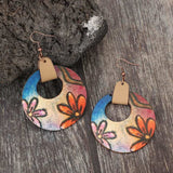 Wooden Flower Round Shape Earrings - Trendsi - Flyclothing LLC