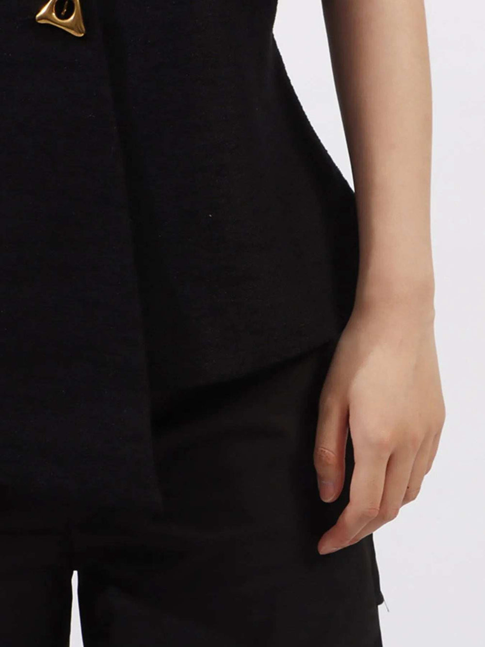 Plus Size Rhinestone Relaxed Fit Vest Coat - Trendsi - Flyclothing LLC