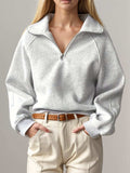 Half Zip Long Sleeve Sweatshirt - Trendsi - Flyclothing LLC