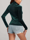 Solid Color Turtleneck Long Sleeve Top - Trendsi - Flyclothing LLC