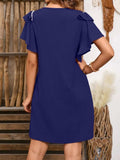 V-Neck Flutter Sleeve Mini Dress - Trendsi - Flyclothing LLC